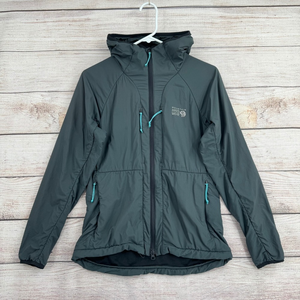 Mountain Hardwear Jacket Womens Small Gray Pertex Quantum Air Insulated Hooded